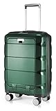 HAUPTSTADTKOFFER - Britz - Handgepäck mit Laptopfach Hartschalen-Koffer Trolley Rollkoffer Reisekoffer, TSA, 4 Rollen, 55 cm, 34 Liter, Dunkelgrü