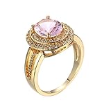 Epinki Ehe Ringen, Freundschaft Ringe Empfindlich Zirkonia Rosa, Vergoldet Ring Pärchen als Geschenke für Frauen Mutter/Freundin, Gold, Gr.54 (17.2)