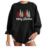 Weihnachten Sweatshirt Damen Pullover Lässiges Langarmshirt Oberteile Herbst Winter Langarm Tshirt Teenager Mädchen Shirts Bluse Pulli Mode Lose Jumper Rentier Muster Top Streetw