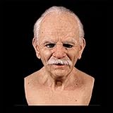 ZBTOP Another Me - The Elder Man - Silicone Mask, Halloween Old Man Mask Headwear Costume Mask,Halloween Masquerade Lifelike Masks for Adults (A)