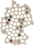 LAUBLUST Bierkarte aus Holz - Deutschland Karte - 44x33x0,6cm Natur - Kronkorken Sammler 63 Fächer - Biergeschenk & Bier Dek