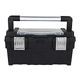 SOLOAD-HOO Portable Tray Toolbox Alloy Long Handle Toolbox Haushalt Doppel tragbare Kunststoff-Hardware-Tool Aufbewahrungsbox (schwarz) Werkzeugbox & Organizer (Size : M)