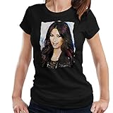 VINTRO Damen T-Shirt Kim Kardashian Smiling Original Portrait by Sidney Maurer professionell bedruckt Gr. Large, Schw