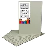 20x Buchbinderpappe DIN A3 (29,7 x 42 cm) - Stärke 1,0 mm (0,1 cm) - Grammatur: 615 g/m² - Graupappe zum Basteln, Modellbau, Buchb