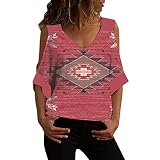 Blusen Schulterfrei Tunika üBergrößE Bluse Blumen Bauchfrei Oberteile Sexy Comma Hemdbluse Bauchfrei Tops Blusen Schwarz Mittelalter Tunika Bluse Blau Fitness Oberteile H(A6 - Red, XXX-Large)