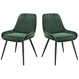 ELIGHTRY 2 Stücke Esszimmerstühle,Retro Küchenstuhl Wohnzimmerstuhl Sitzfläche aus Samt Retrostuhl mit Metallbeine Besucherstuhl Stuhl für Esszimmer Wohnzimmer Küche Dunkelgrü