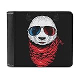 Cooler Panda Herren Leder Geldbörse,Unisex Slim Geldbörsen Portemonnaie Geschenke für Freund/Männer/Vater White One S