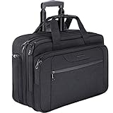 KROSER Trolley Business Rolling Laptop Case mit Rädern Bis zu 17,3 Zoll Laptop wasserdichte Übernacht-Rolltasche mit RFID-Taschen für Reisen/Schule/Männer/Frauen-Schwarz MEHRWEG