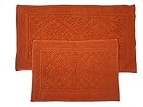 HOMEIO Badematten-Set mit Damast-Design, rutschfest, ringgesponnene 100 % Baumwolle, superweich, waschbar, schnell trocknend, wasserabsorbierend, für Babyparty, 53,3 x 86,4 cm, Rusty Orang