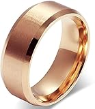 Ringe für Damen & Herren, 8mm Silber, Rosegold, Gold, Schwarz, Damenring aus- Edelstahl Matt, Edler Edelstahlring, Verlobungsringe, Ehering, Freundschaftsringe, Partnerringe Rosegold 64 (20.6)