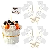 150 Stücke Leere Zahnstocher Flaggen Kleine Weiße Käse Markierungen Lebensmittel Markierung Weiße Flaggen Beschriftung Stock Flaggen Weiße Leere Platte mit Zahnstochern für Party Cupcak