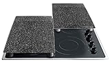 STONELINE® Herdabdeckplatten/Schneideplatten-Set aus schlagfestem und hitzebeständigem Glas, 2-teilig, 52 x 30 x 0,5 cm, mit auswechselbaren Füßen für Verschiedene Verwendungsmöglichkeiten, schw