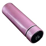 alyf Thermosbecher Intelligente Temperaturmessung Reise-Becher Edelstahl-Vakuum-isoliertes Becher, 20-Unzen, Kaffeetasse mit Edelstahl Thermosflasche (Color : Pink)