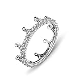 EVBEA Sterlingsilber Krone Damen Ring Zirkonia 925 Sterling Silber rotvergoldet Geburtstag Geschenk für Mutter F