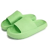 MTDBAOD Ladies and Men Cushion Slippers, Quick-Drying Non-Slip Massage Foam Slippers, Soft and Comfortable Eva Platform Open-Toed Slippers (11.5-12 Women/10.5-l1 Men,Green)