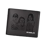 Benutzerdefinierte Gravierte Foto-Brieftasche, Personalisierte Foto-Brieftaschen für Männer, Ehemann, Vater, Sohn, (schwarz-Horizontal)