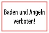 Melis Folienwerkstatt Schild Baden Angeln verboten 30x20cm - Bohrlöcher - 3mm Aluverbund – 20 VAR S00110-003-B