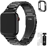 Fullmosa Für Apple Watch Armband 45mm/44mm/42mm Series 7 SE/6/5/4/3/2/1, Edelstahl Ersatzband für iWatch Series , 45mm/44mm/42mm Schw