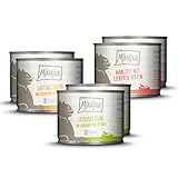 MjAMjAM - Premium Nassfutter für Katzen - Mixpaket 1 - Huhn, Rind, Herzen, 6er Pack (6 x 200 g), getreidefrei mit extra viel F