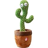 Mislaxy Sprechender Kaktus, Tanzender Kaktus Plüsch-Puppe Dancing Cactus Stofftier Geschenke, für Kinder, Elektronischer Kaktus USB-Ladung (Singen+Wiederholen+Tanzen+Aufnahme+LED)