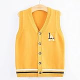 SFF Kinderweste Kinder Pullover Weste Jungen Kleinkind Mädchen Sleeveless Oberbekleidung V-Ausschnitt Frühling Herbst Pullover Weste Unisex (Color : Yellow, Größe : 150)