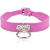 Choker Halsband Damen Halskette Damen Collar Sex o Ring Lederhalsband Frauen Sex Fetisch Sm Fesseln Halsbänder-Pink