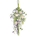 Künstliche Blumengirlanden Gefälschte Seide Hängende Efeuranken Girlanden Kunststoff Hängende Gänseblümchenblumen Rattan Faux Vines Girlande für Dekor Hochzeit Wandkorb Gartenparty Orange G