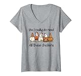 Damen Lustiger Chicken Lover Grafik für Frauen und Männer Huhn Farmer T-Shirt mit V