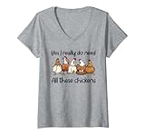 Damen Lustiger Chicken Lover Grafik für Frauen und Männer Huhn Farmer T-Shirt mit V