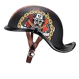 TYYCKJ Motorrad Halbhelm Tragbarer Retro Kettengestrickter Helm Hartschalen Offener Helm Motocross Männlich und Weiblich Erwachsene Coole Persönlichkeit Mode ECE Zug