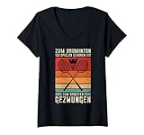 Damen Zum Badminton Spielen Geboren Zum Arbeiten Gezwungen T-Shirt mit V