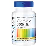 Vitamin A 5000 I.E. (1500µg) - Retinylacetat - vegan - ohne Magnesiumstearat - 180 Tab