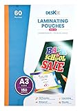 Laminierfolien DIN A3, 60 Stück,150 Mikron, Glänzend, Heißlaminierfolien, Premium Qualität (60er Pack - A3 - 150 Mic)
