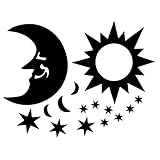 Autoaufkleber und Aufkleber 17.5x13.4cm Sterne Mond Cartoon Hintere Windschutzscheibe Dekoration Autoaufkleber (Color Name : BLACK)