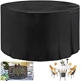 Gartenmöbel Abdeckung,Rund 420D Oxford Gewebe Schutzhülle Gartentisch Alle Größen,Abdeckhaube Sitzgarnituren Wasserdicht Winddicht Staubfest Anti-UV,für Patio-Black|| 240x125cm(94'Øx49'H)