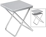 Hummelladen Alu Hocker mit MDF Tischplatte Tablett 40x40x46cm Aluminium Klapphocker Campinghocker Falthocker Angelhocker Campingtisch Wohnmobiltisch Wohnwagentisch klappbar handlicher B