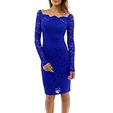 Damen Sexy Spitzenkleid Bodycon Bleistift Midi Kleid Frauen Einfarbig Elegant Kleider Festliche Hochzeit Cocktailkleid Minikleid Slim Partykleider Vintage Rockabilly Abendkleid Knielang Ballk