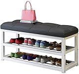 wubingeryu Schuhständer bescheiden 2 Stufe Holzbank for Garderobe Organizer Aufbewahrungsbox Schrankschrank Ständerregal mit Sitz (Farbe: blau) (Color : Black)