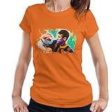 VINTRO Neymar Barcelona Damen T-Shirt Original Portrait by Sidney Maurer professionell bedruckt Gr. Large, Orang