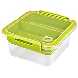 Rotho Memory B3 Lunchbox 1l mit Deckel und herausnehmbarem Einsatz, Kunststoff (PP) BPA-frei, transparent, 1l (16,0 x 15,0 x 7,7 cm)