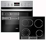 Amica Einbauherd Set | Backofen mit Grill und Umluft | Rahmenloses Glaskeramik Kochfeld mit Zweikreis und Bräterzone | Timer | Steam Clean | EHC 933 015 E