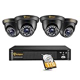 Anlapus H.265+ Überwachungskamera-Systeme für Zuhause, 8 Kanäle, 2 MP, DVR mit 1 TB Festplatte und 4 wetterfeste 1080P Dome-Kamera für den Innen- und Außenbereich, mit Nachtsicht, Bewegungswarnung