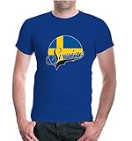 buXsbaum® Herren T-Shirt Schweden Logo | Sverige Sweden Suede Suecia Europa | Ländershirt Fanshirt | XXL, B
