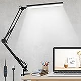 innislink Schreibtischlampe LED, 10W Schreibtisch lampe Klemmbar Architektenlampe Schwenkarm Arbeitsleuchte Klemmleuchte Dimmbar 3 Farbe 10 Helligkeite USB Augenschutz Tischlampe für Büro Lesen L