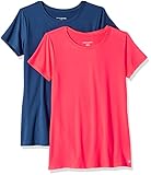 Amazon Essentials 2-Pack Tech Stretch Short-Sleeve Crew T Athletic-Shirts, bright pink/navy, Larg