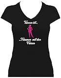 Elegantes Shirt Damen GLITZERDRUCK Tanzen ist Träumen mit den Füßen mit sexy Cowgirl Line Dance, Shirt schwarz, Gr. XXL