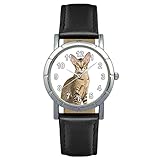 Timest - Orientalische Kurzhaar Katze - Damenuhr mit Lederarmband schwarz Rund Analog Quarz SA2598CC