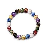 NOWON Bunte Perlen Regenbogen Heilung Kristall Chakra Yoga Hologramm Armbänder für F