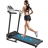 BESPORTBLE Laufband klappbar elektrisches Laufband bis 10 Km/h, 1. 5HP, 12 Programme mit LED- Display Heimtrainer elektrisch klappbar- 100 kg belastbar Tablet Halterung (Silbergrau+ schwarz)