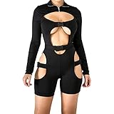 Geagodelia Jumpsuit Damen Sommer Kurz Playsuit Damen Kurz Overall Damen Sommer Jumpsuits für Damen Einteiler Hausanzug Damen Clubwear (Schwarz B, L)